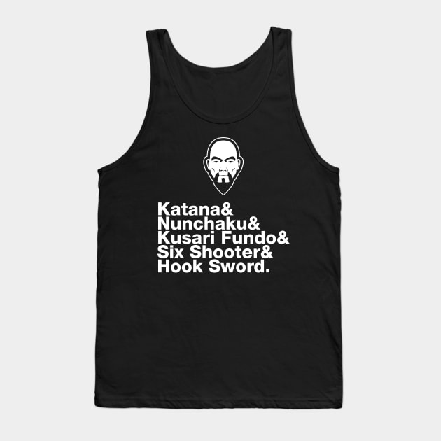 Okamura, The Man of Many Weapons: Experimental Jetset Tank Top by HustlerofCultures